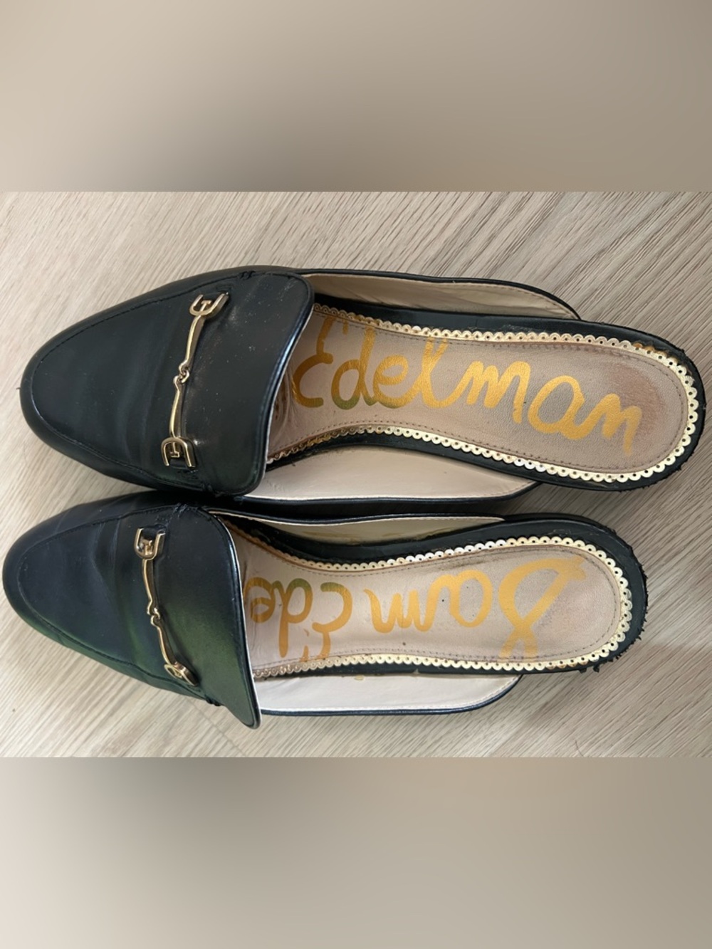 Sam Edelman Black Leather Horsebit Mules - Picture 2 of 4